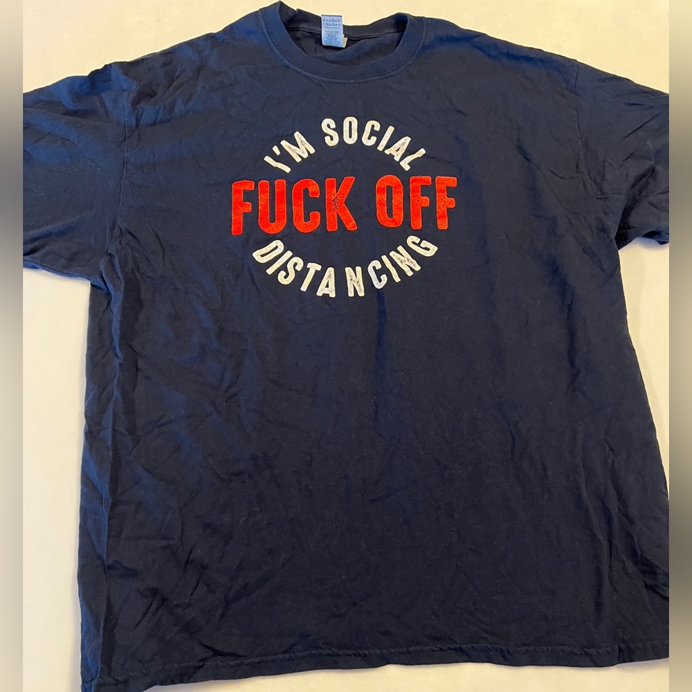 XL NEW F*ck Off Im Social Distancing Tshirt Funny Rude Womens Mens Rude shirt Bl